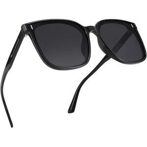 New Feisedy Womens Black Frame Lens Oversized Vintage Polarized Sunglasses